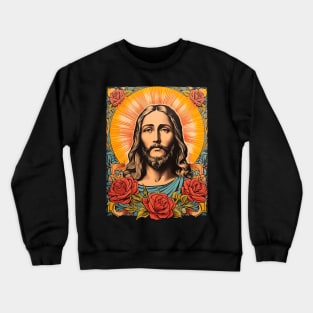 Vintage Retro Jesus Lithograph Crewneck Sweatshirt